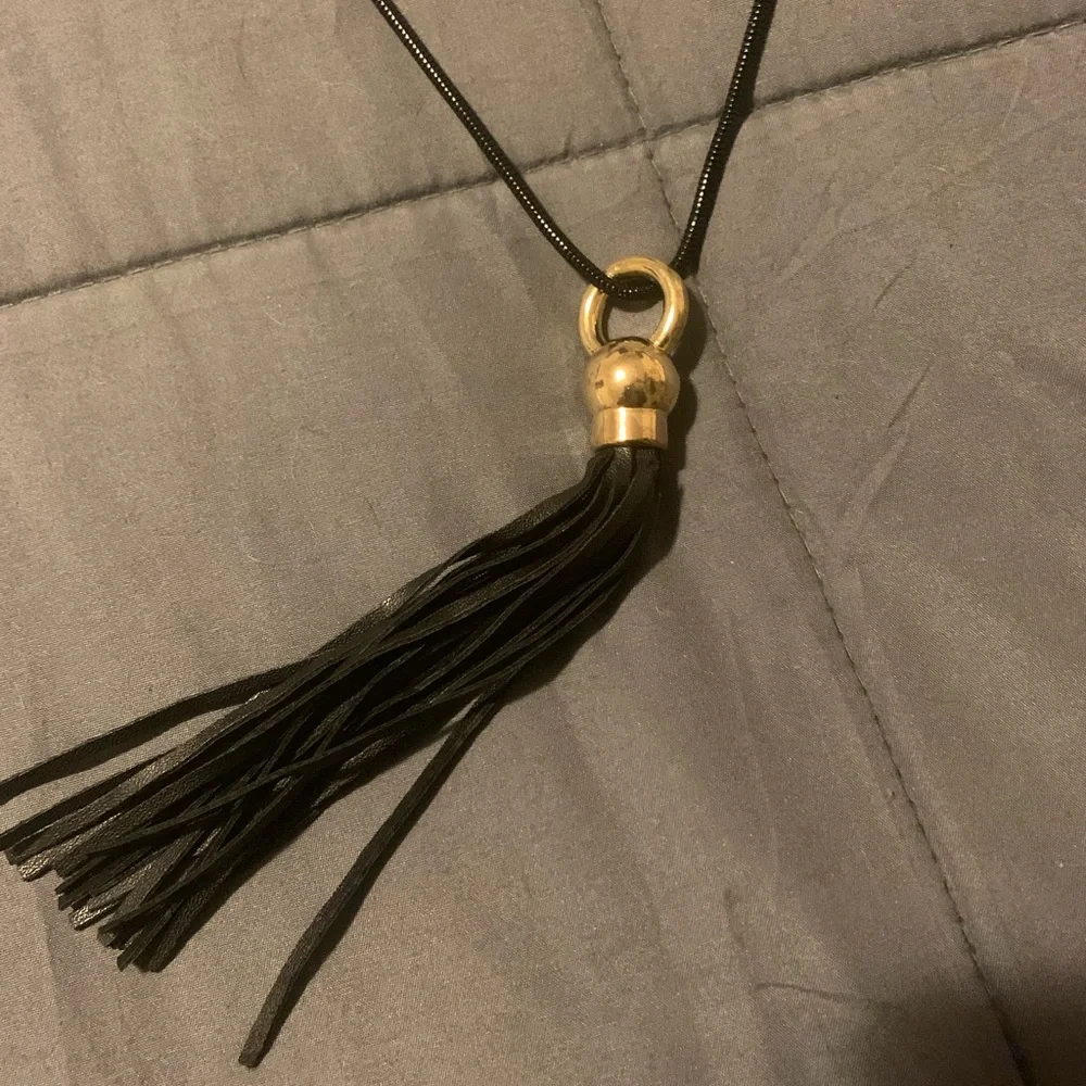 Lane Bryant Black Chain & Tassel Long Necklace - Picture 2 of 3